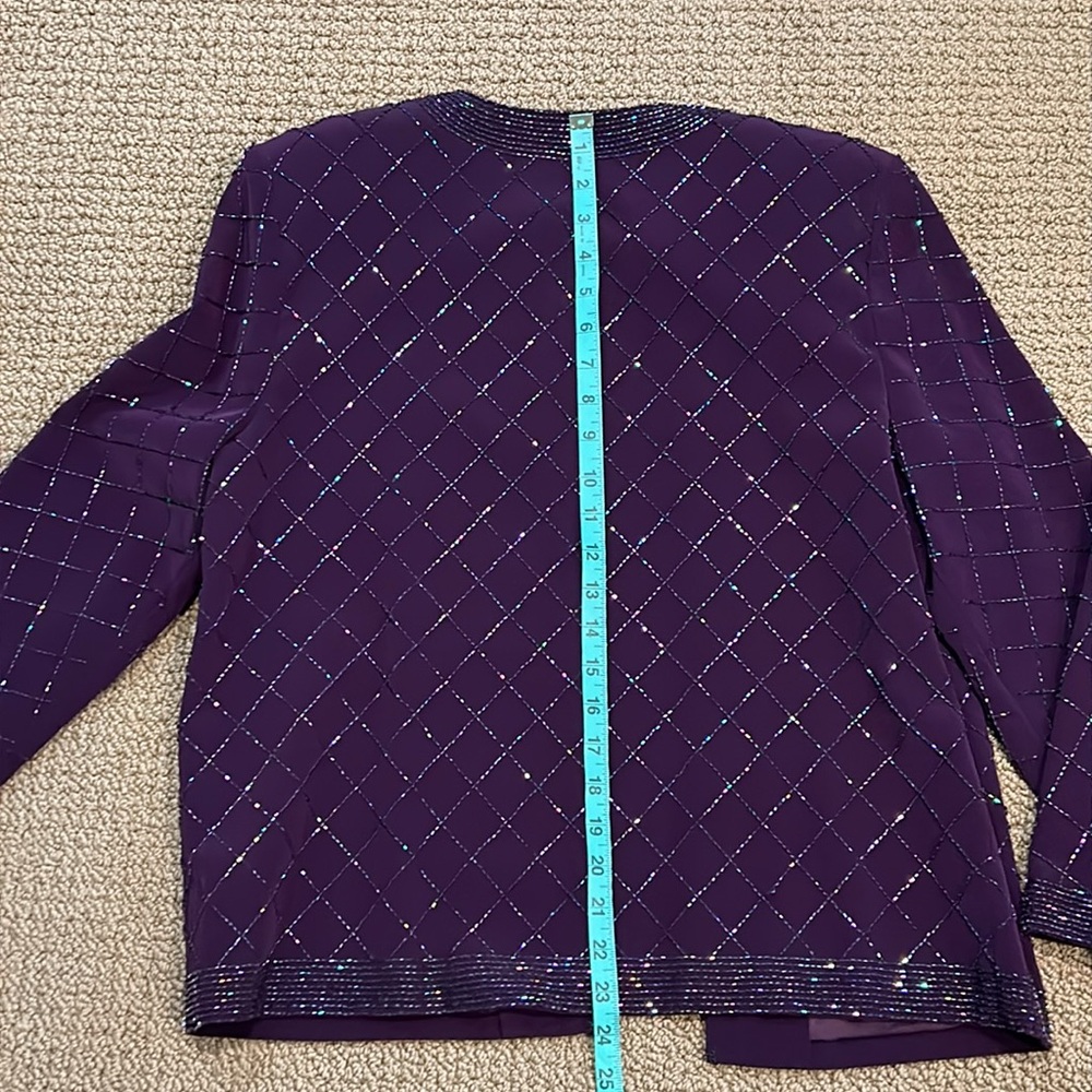 Jovani Vintage Purple Silk Beaded 3 piece Wedding Mother Dress Suit size 10 - Picture 17 of 17